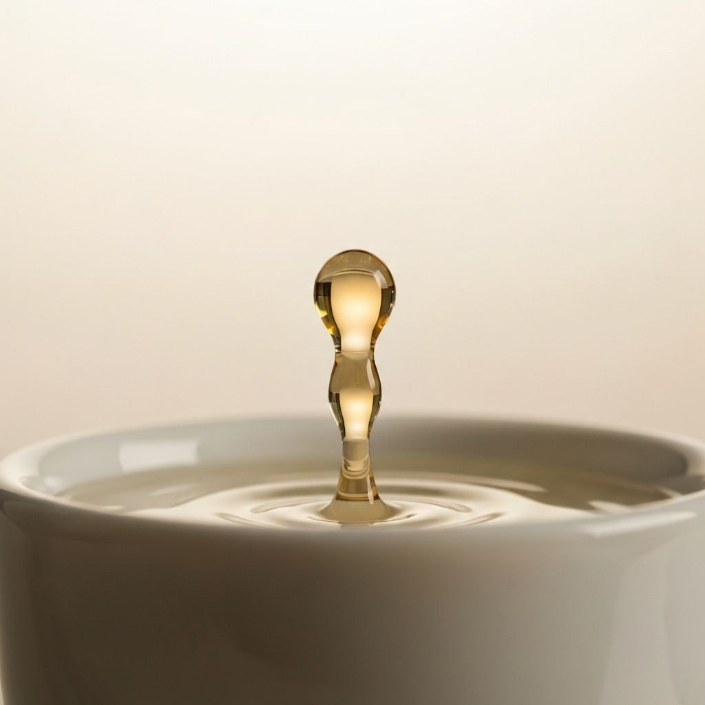 一滴金黃的精華落入杯中